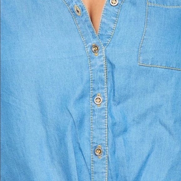 NEW TRENDY LIGHT WEIGHT DENIM CHAMBRAY BUTTON DOWN SHIRT - Picture 9 of 9